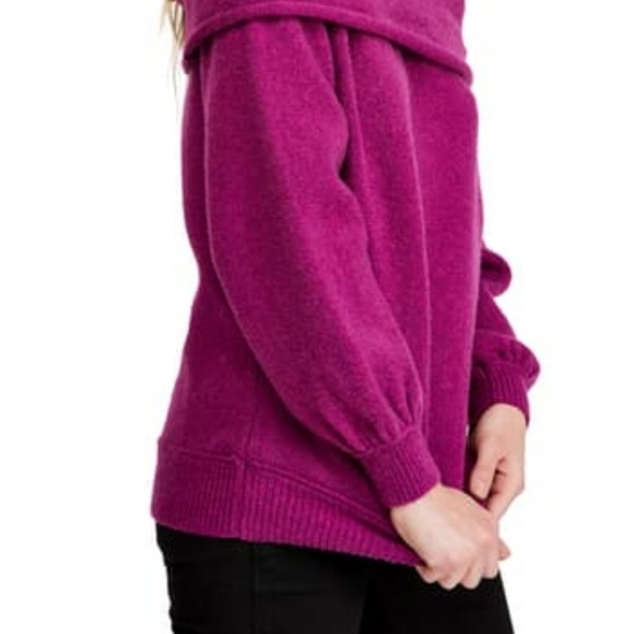 Free People Echo Beach Cowl Neck Wool Blend Sweater In Magenta Size S - Picture 2 of 14